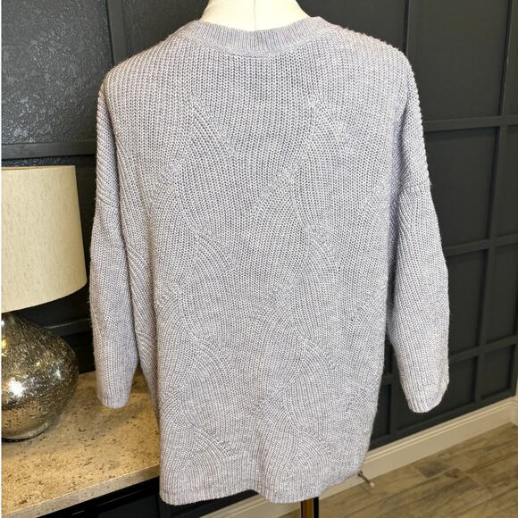 J Jill Womens Lavender 3/4 Sleeve Oversized Crewneck Knit Sweater Size M EUC - Picture 3 of 5